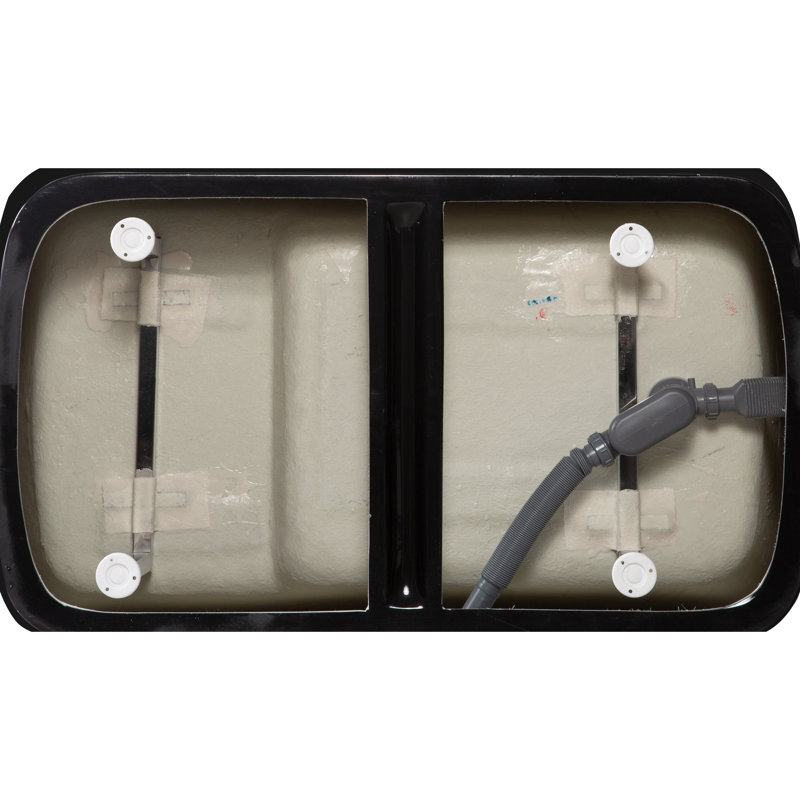 49'' X 28'' Square Japanese Soaking Tub, Acrylic Freestanding, Glossy Black, With Overflow And Drain Combination Bath Sit-In &