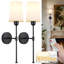 Battery Operated Wall Sconce Set Of 2,White+Black-735167455