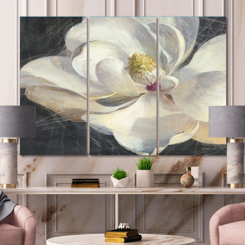 «Vivid White Magnolia IV», ensemble de 3 reproductions d'art sur toile tendue, H 28 po x l 36 po x P 1 po