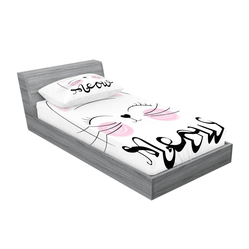 Drap-housse pour chat Ambesonne, Ensemble de draps pour lit simple TG + 3 articles 
