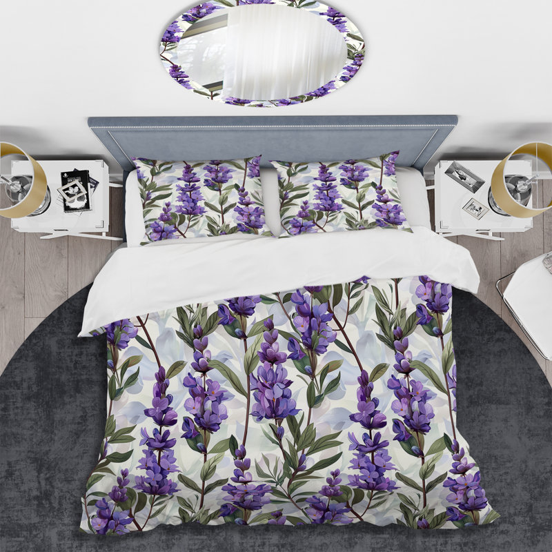 Ensemble de housse de couette Lavender Fields I - Modern, Housse de couette pour grand lit et 2 taies décor