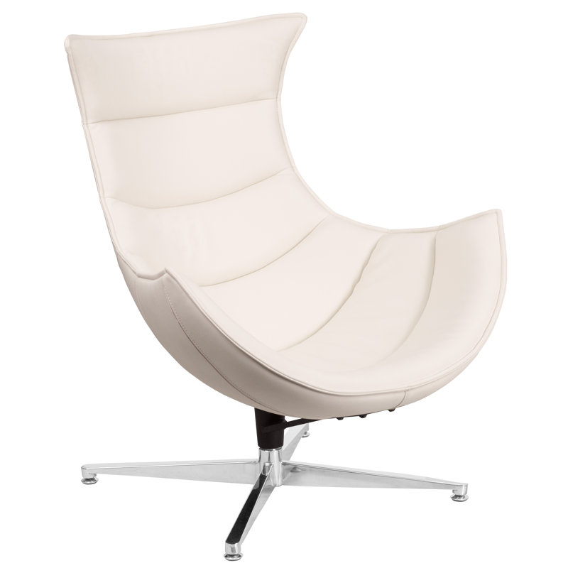 Fauteuil Cocoon Wyndham Home Office, Simili cuir blanc