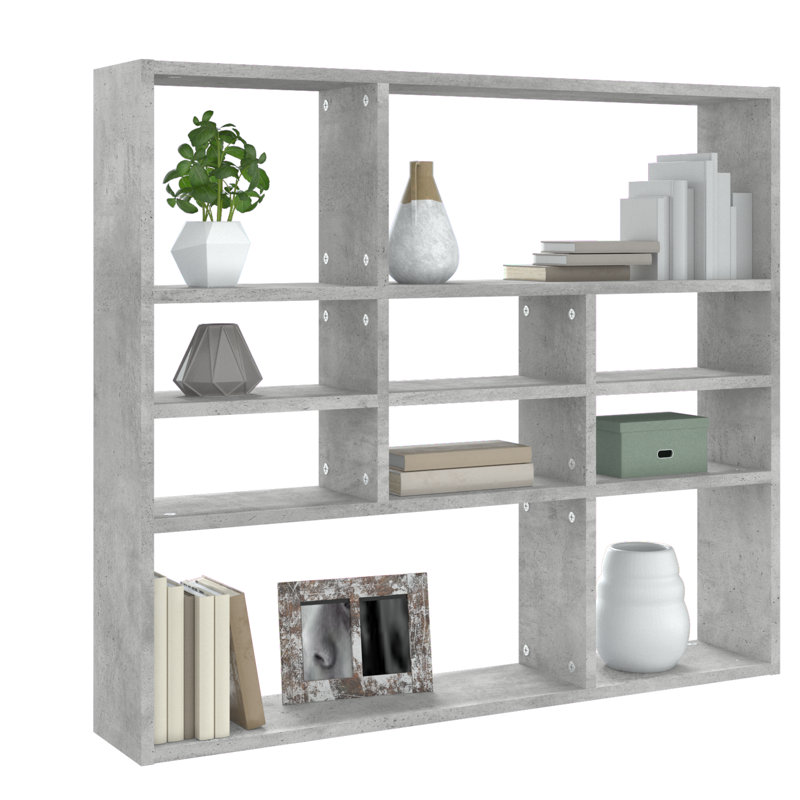 Ramus 10 Piece Wood Accent Shelf, Concrete Grey
