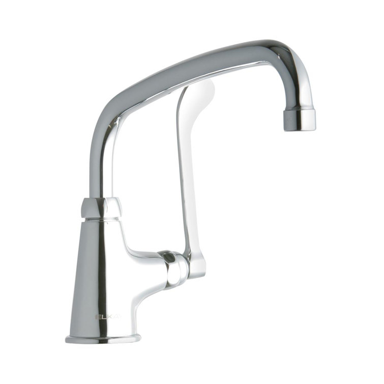Single Hole with Single Control Faucet with 10" Arc Tube Spout 6" Wristblade Handle Chrome