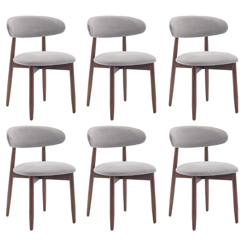 Chaise d'appoint rembourrée en bois massif Solon, Gris clair