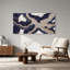 Art mural sur toile avec lignes topographiques bleu marine et beige-1396778098
