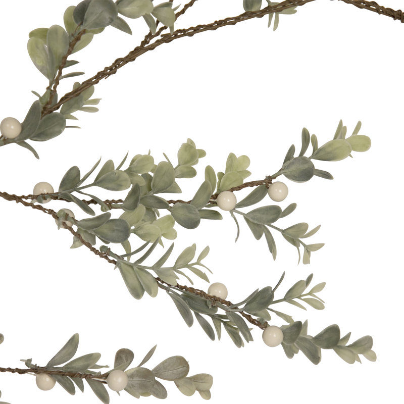 Guirlande de Noël 5 pi avec baies blanches et eucalyptus - non éclairée