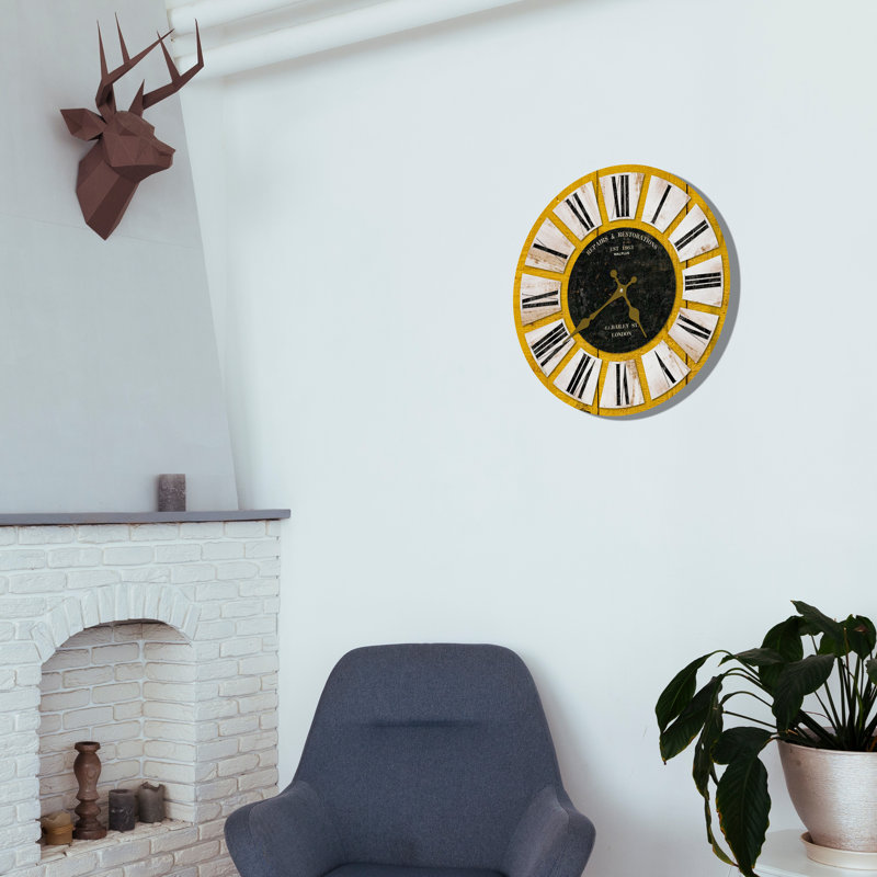 Mancuso Wooden Vintage Silent Wall Clock - 30 cm / 11.8 in