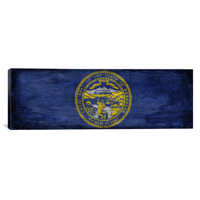 « flags nebraska grunge panoramique », impression sur toile, H 12 po x l 36 po x P 1,5 po