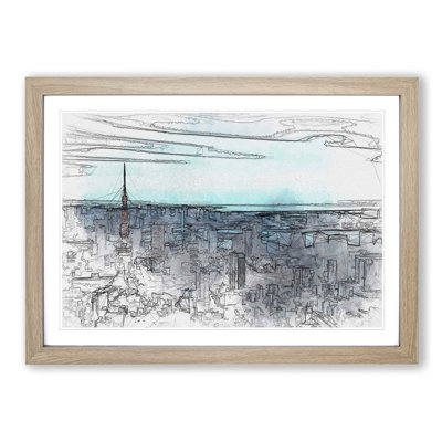 Tokyo Tower & Japan Skyline in Abstract - Picture Frame Graphic Art Print