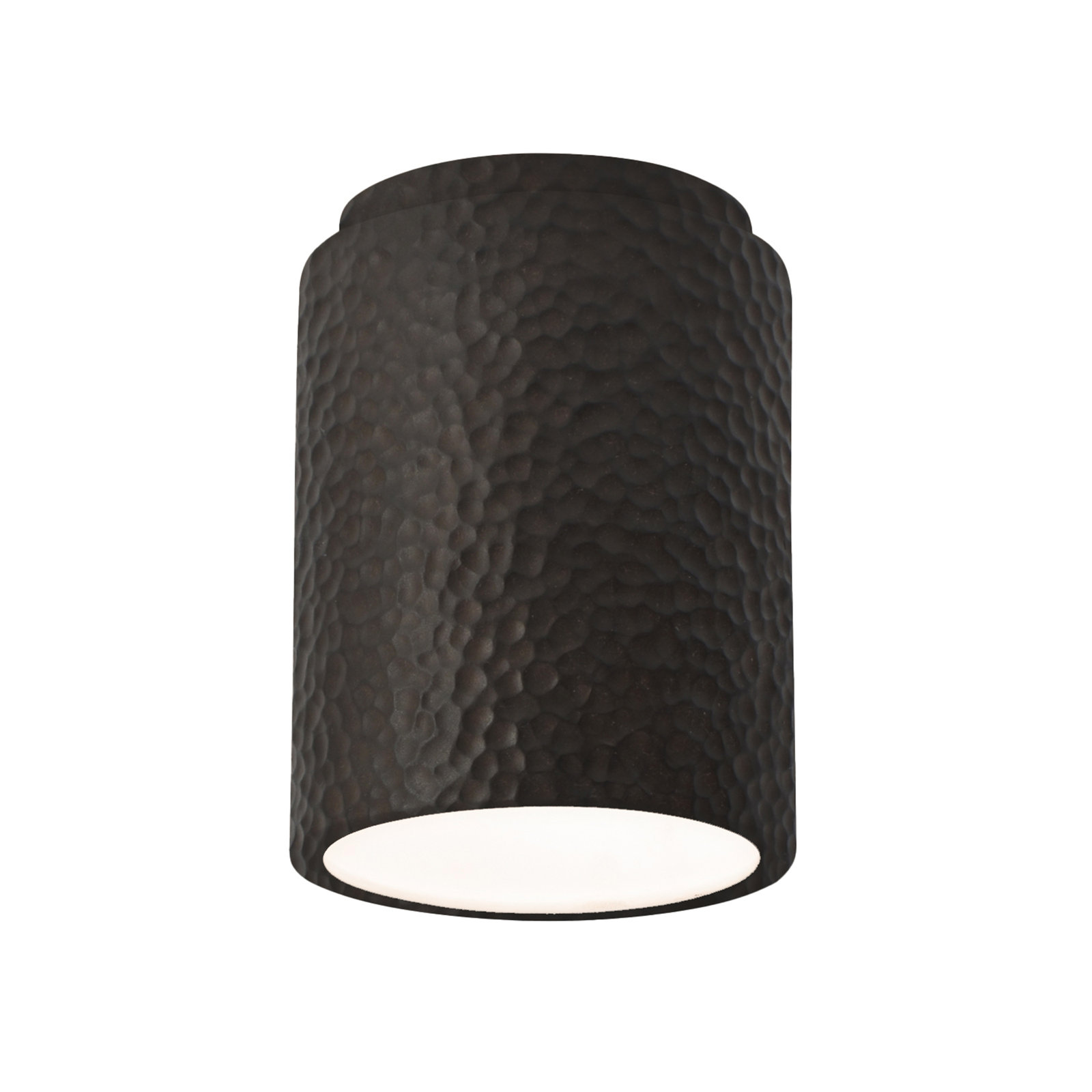 Sumatra Single Light Ceramic Flush Mount, Hammered Iron, LED (Integrated)