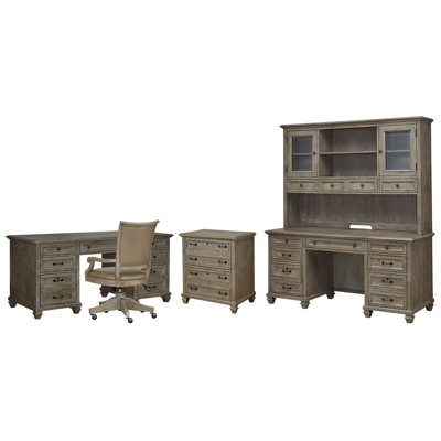 Executive Desk With Chair Lateral File Credenza And Hutch