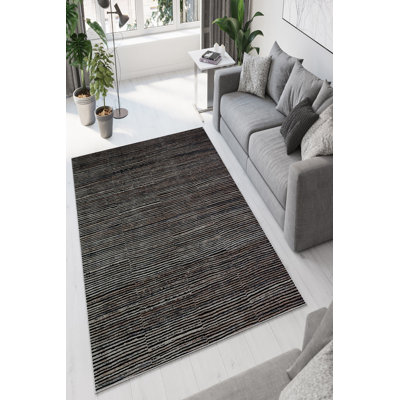 Stylish Dark Grey Area Carpet, 4.6 x 7.2 Feet | 100% Polyester, 650 g/m² | Antibacterial, Eco-Friendly, Non-Slip PVC Dot Underside | Machine Washable, Durable & Easy to Clean | Perfect for Living Room & Bedroom