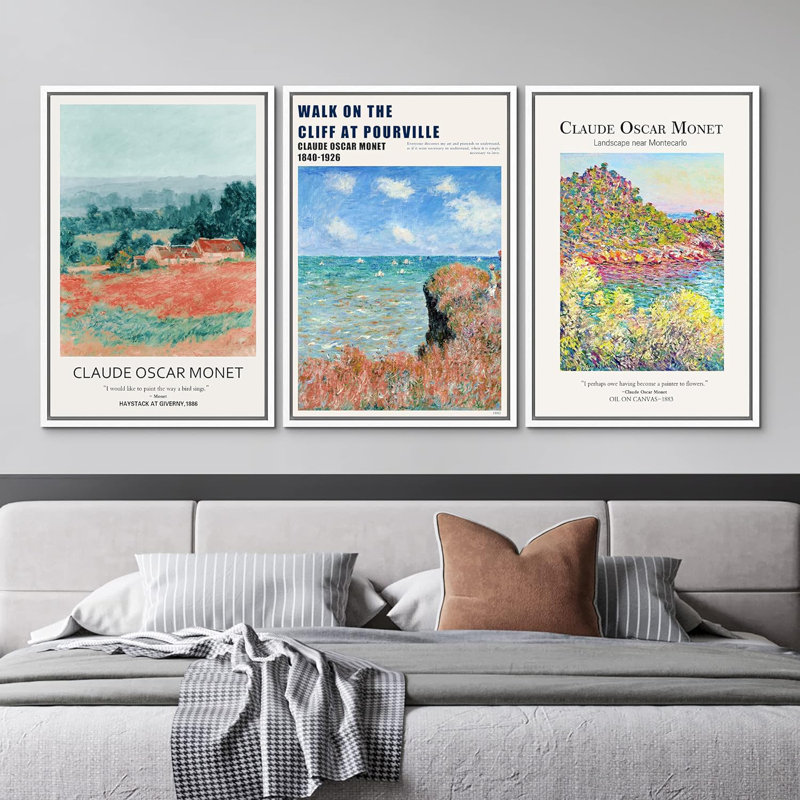 Reproduction d'art classique, "Walk On The Cliff At Pourville" par Claude Monet, Blanc, H 24 po x l 16 po x P 1,5 po
