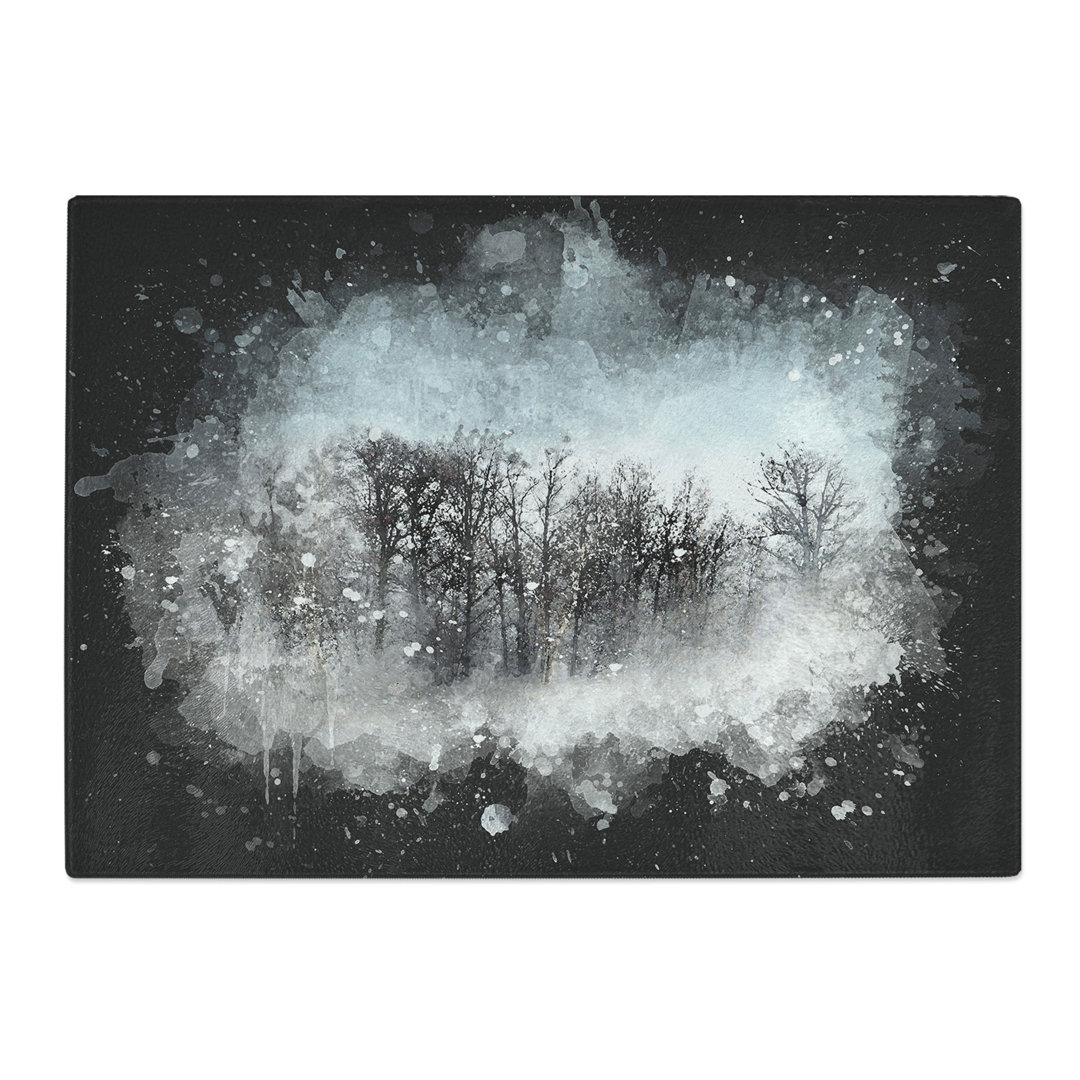 Tempered Glass an Island of Trees Paint Splash Chopping Board