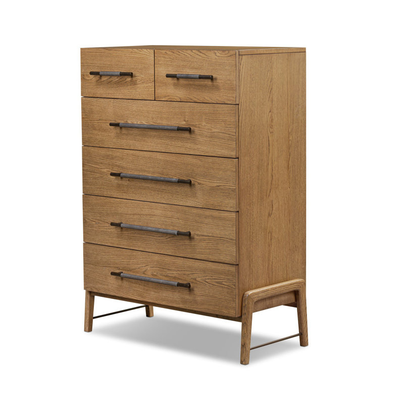 Rosedale 6 Drawer Tall Dresser, Amber Oak