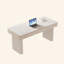 Bureau blanc rectangulaire en pierre frittée, 2 tiroirs-933741212
