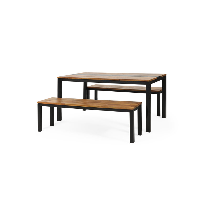 Cumbria 4 - Person Acacia Solid Wood Patio Dining Set Rectangular Table