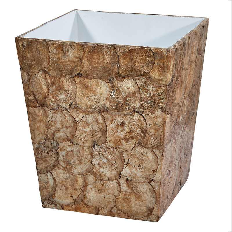 Capiz Waste Basket 3 Gallon, Champagne