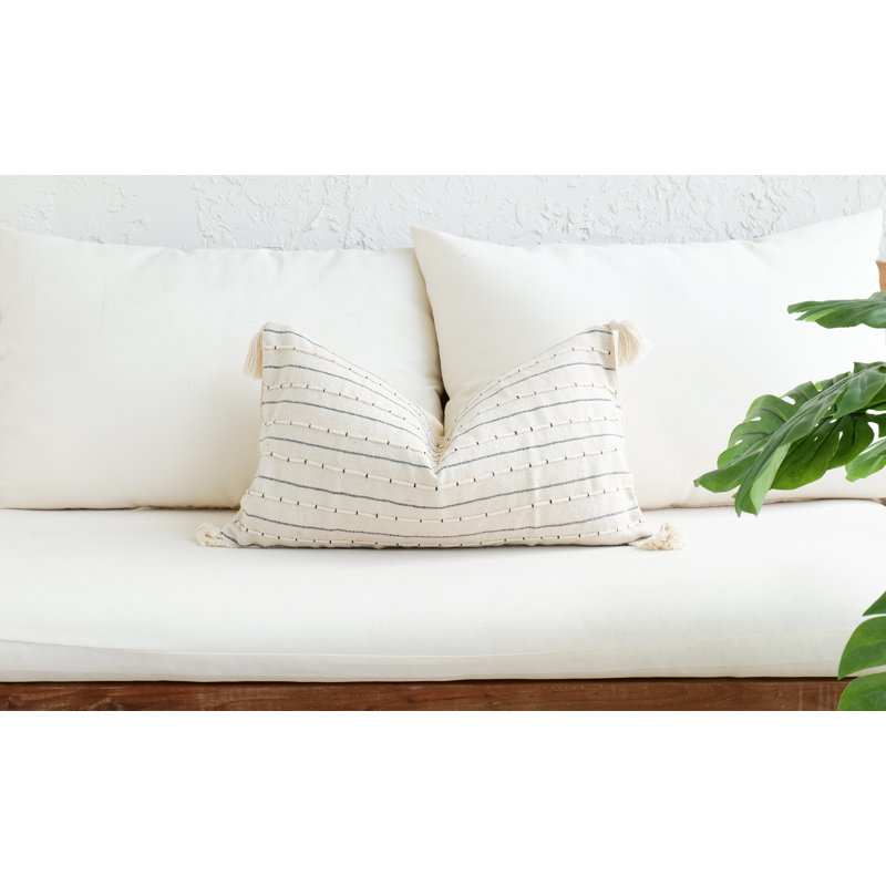 Beige Textured Lumbar with Tassels