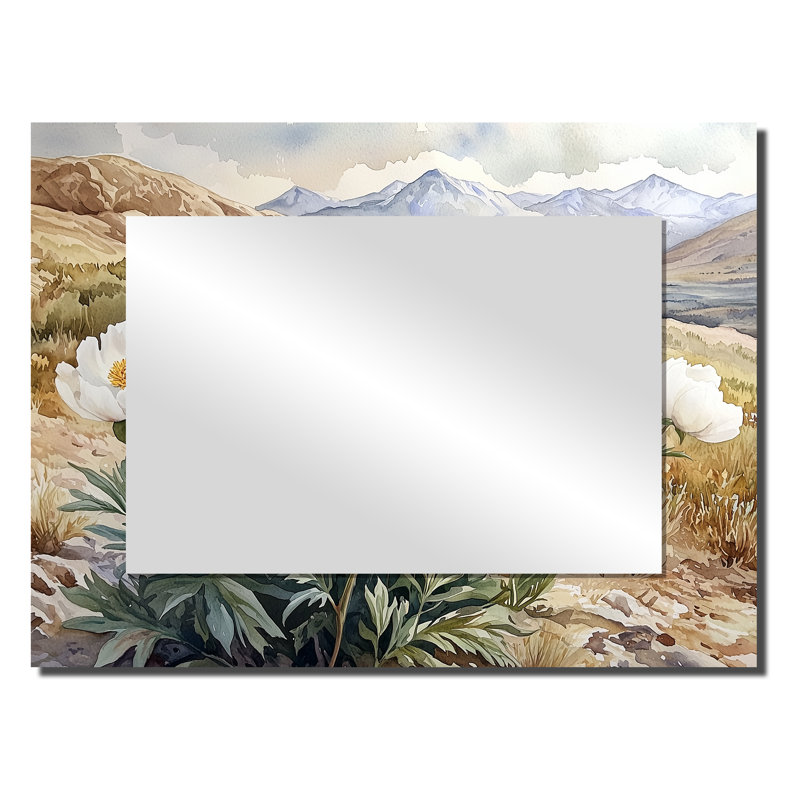 Pivoines dans la vallée rocheuse II - Art mural miroir floral - imprimé sur métal, 24 po x 32 po