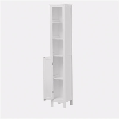 66.92" Tall Bathroom Storage Cabinet with Adjustable Shelves,Slim 1 Doors Freestanding Cabinet with Anti-Tip, Open compartments, for Home, Small Spaces, Bathroom,Kitchen, Living Room