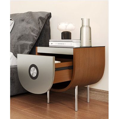 Table de chevet en bois de style minimaliste avec poignée ouverte pour la chambre à coucher