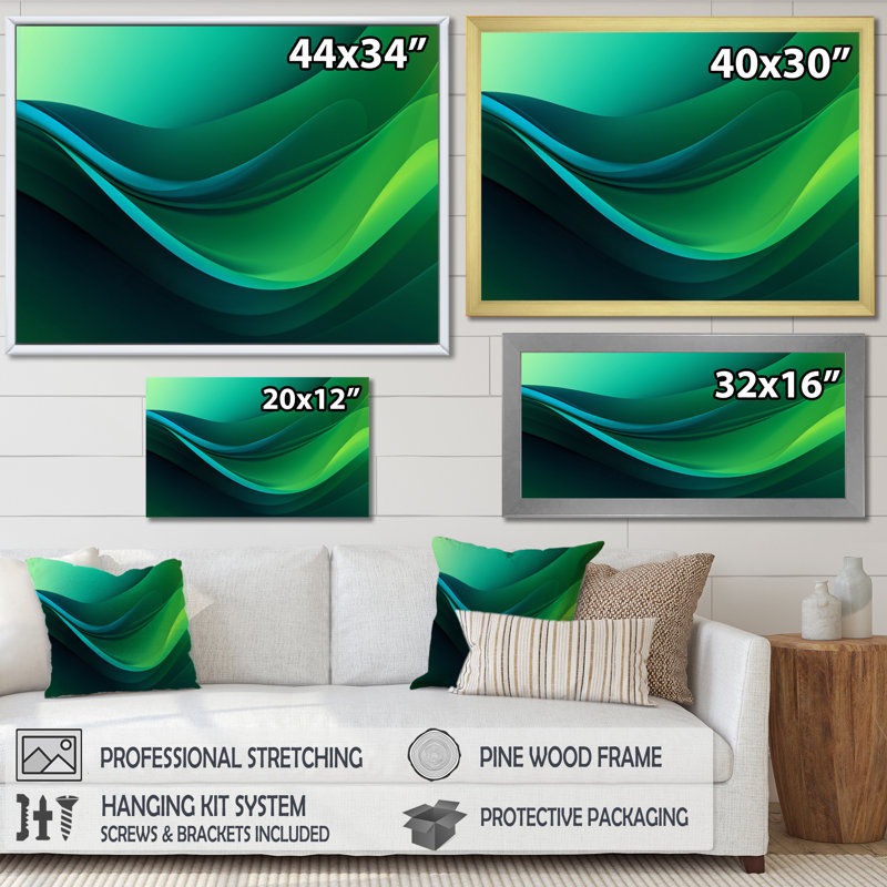 «Green Fractal Infinite Crêtes» sur toile imprimée, Toile tendue, H 16 po x l 32 po x P 1 po