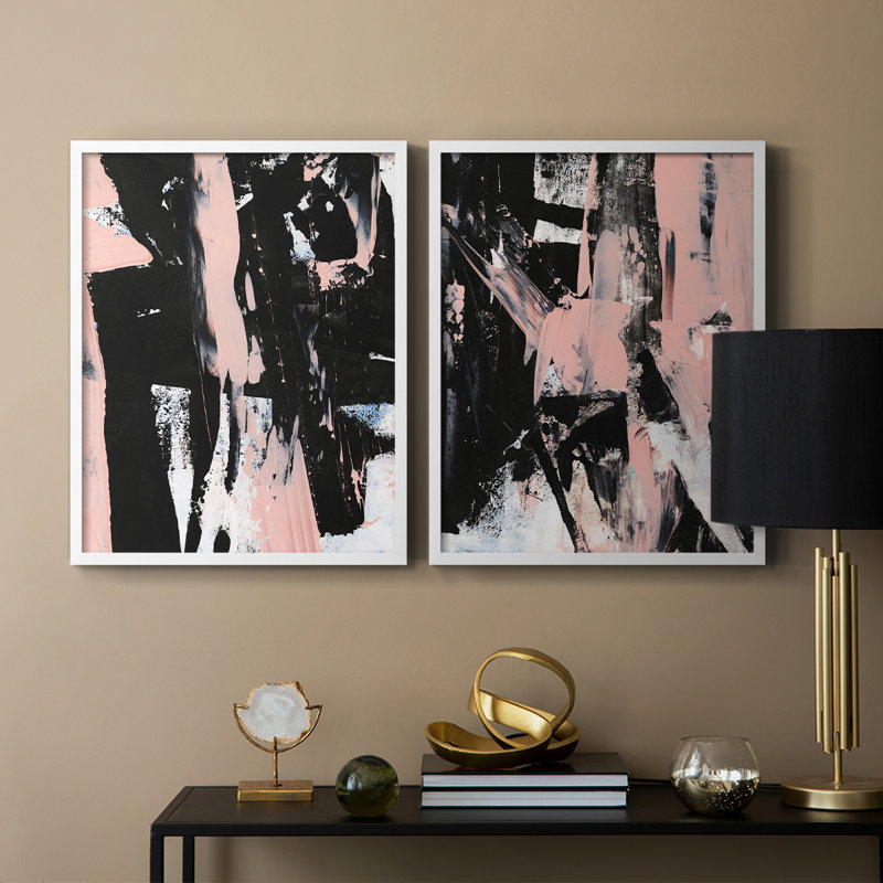 «Black & Blush I», reproduction encadrée de qualité supérieure - prête à être accrochée - aucun clou requis - aucun clou requis