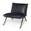  Fauteuil de chambre en cuir grainé noir vieilli avec structure en laiton-133672084-133672085