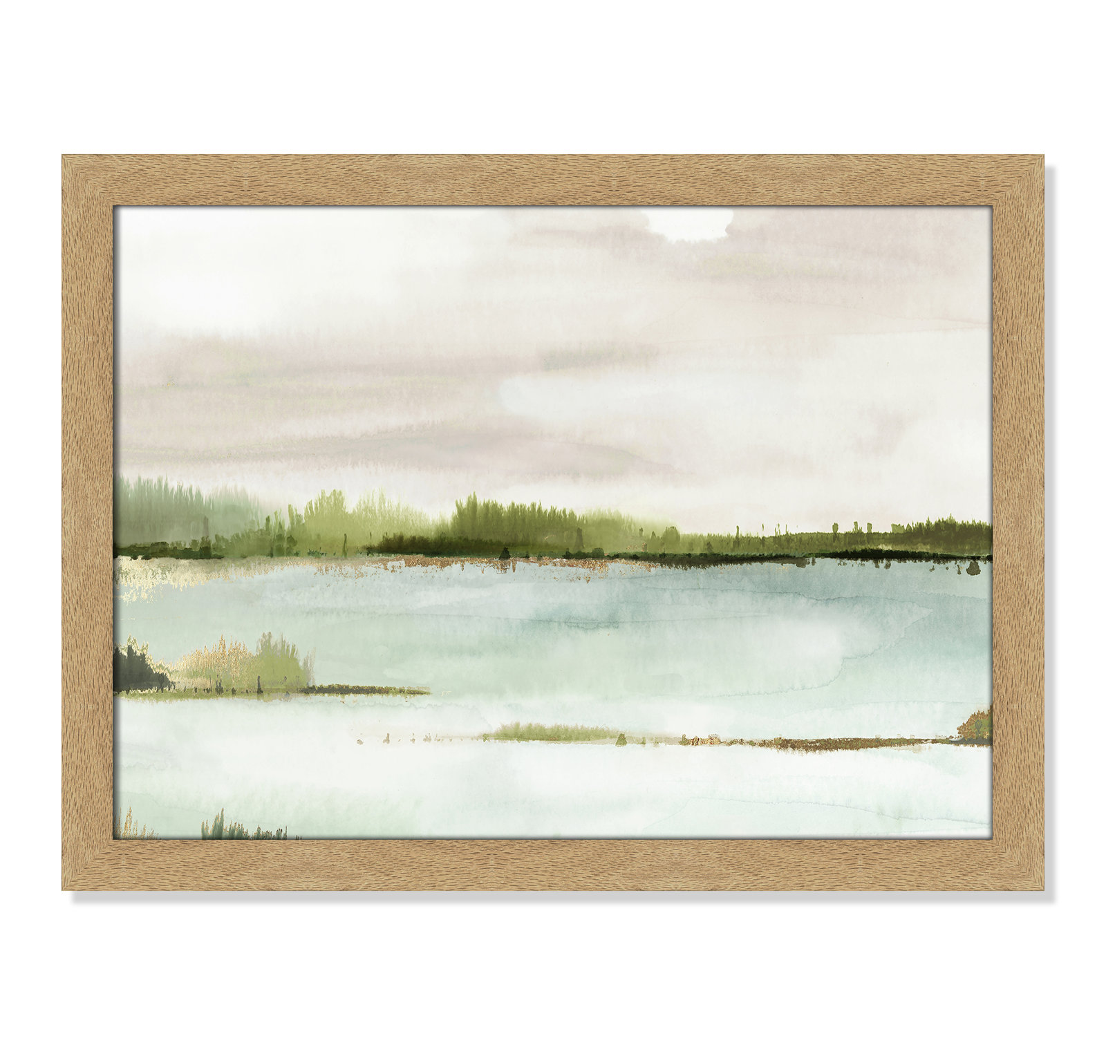Silent Lake, 18" H x 24" W x 1.12" D, Natural Framed