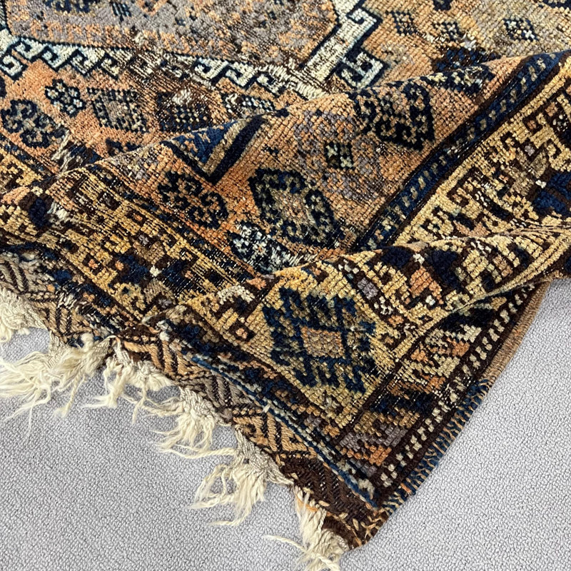 Distressed Anatolian Turkish Vintage Rug in Blue for Bedroom Decor with Boho Style