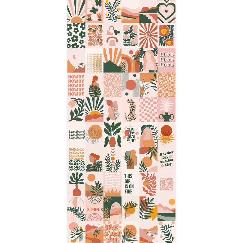 Papier peint à motif géométrique Mid-Century, L 108 po x l 48 po