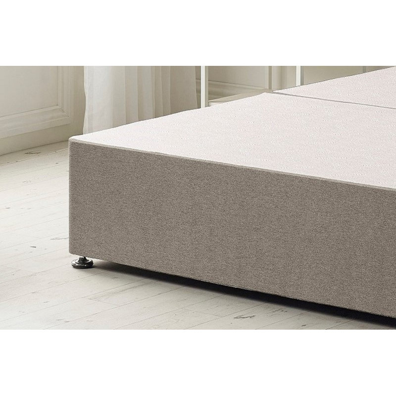 Faydra Tweed Fabric Solid Top Divan Bed Frame No Headboard, Single (3'), Coffee, No Drawer