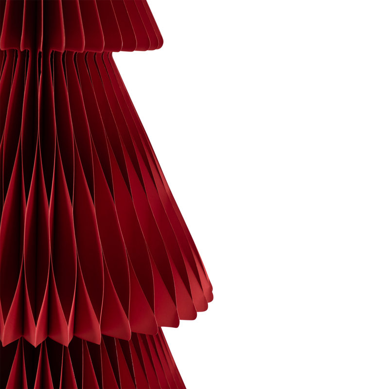 Grand arbre de Noël pliable en nid d'abeille en papier accordéon - 4 pi, Rouge