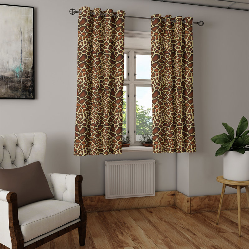 Dakota Fields Zambia Grommet Curtain Decorative 2-Panel Window Drapes, 50", Redwood Pale Yellow, 50" W x 120" L