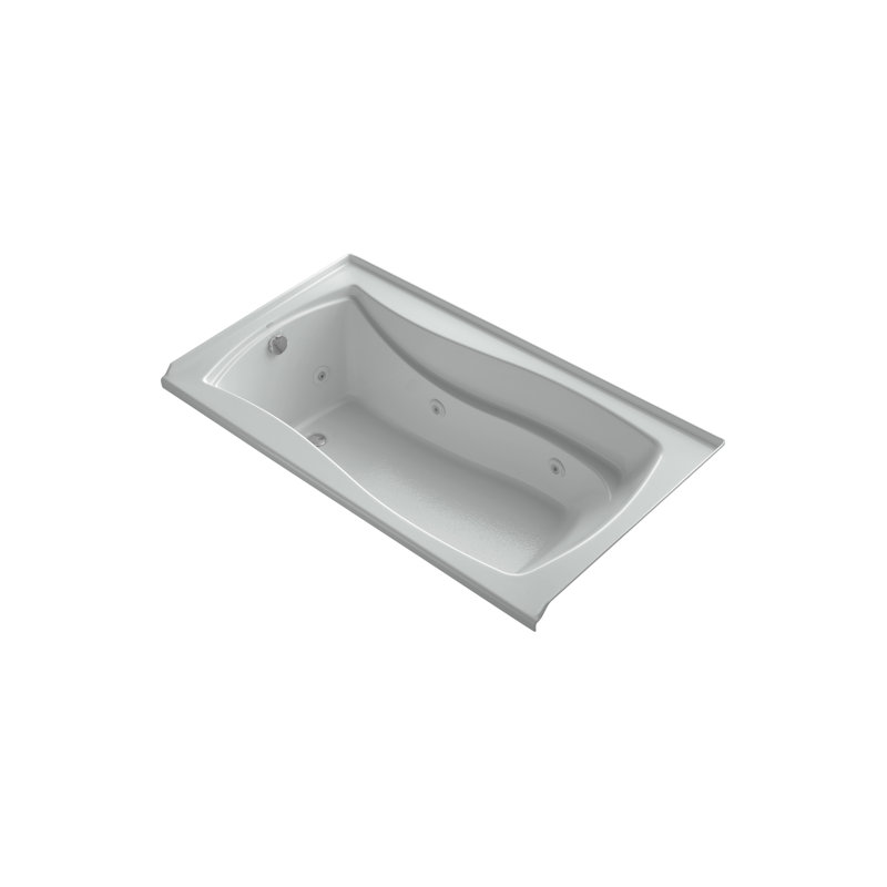 Mariposa 66" x 35.875" Alcove Whirlpool Bathtub with Heater, Ice Gray, Left