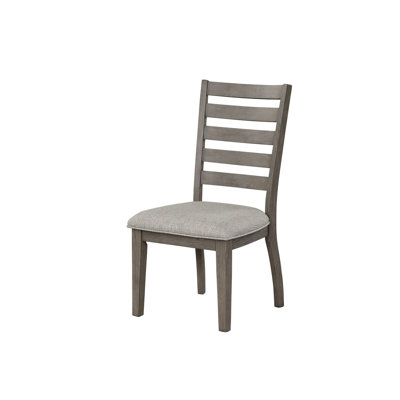 De 2 chaises rembourrées à dossier échelle de style rustique gris avec base, 2 pièces