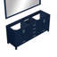 Meuble-lavabo double bleu marine 72 po W - 22 P 6 tiroirs, 2 armoires intérieures et 28 miroirs à tablette ouverte entièrement assemblés et X armoires, tiroirs pour tracas - Installation-704782351