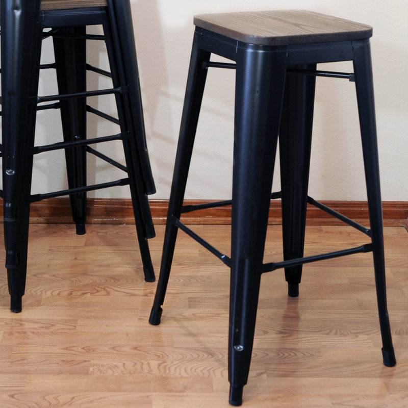 Natascha Counter Stool with Metal Frame, Black
