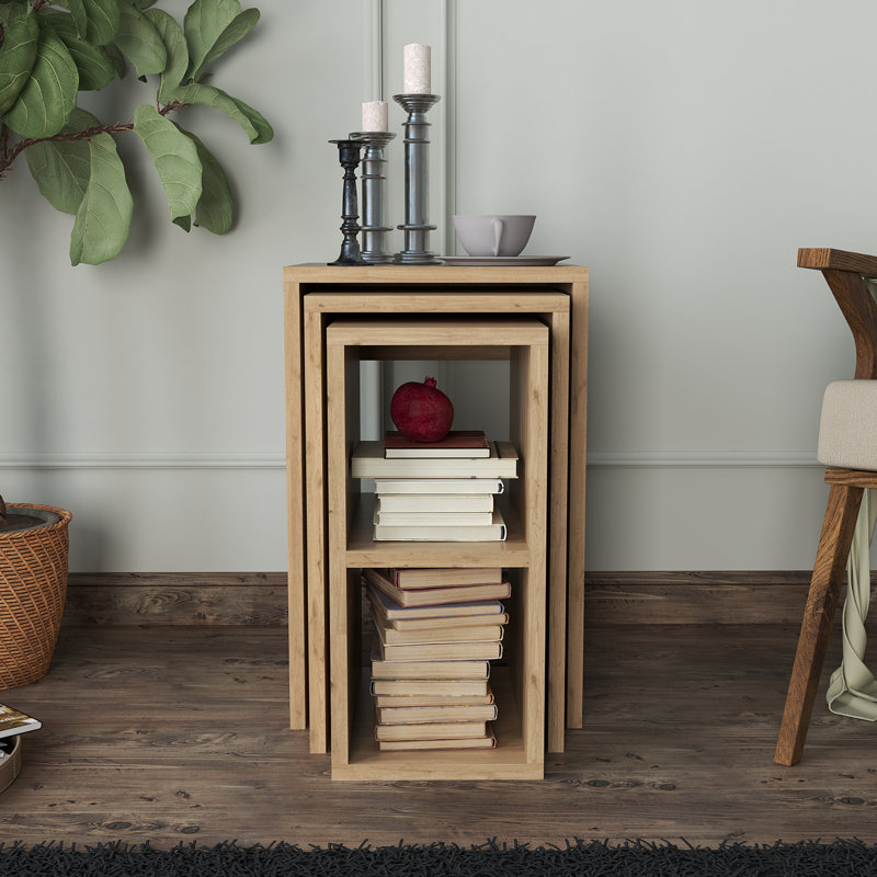 Fika 3-in-1 Nesting Coffee Table Set Modern Rectangular Coffee Tables & Side Tables for Living Room | Space-Saving Versatile Design