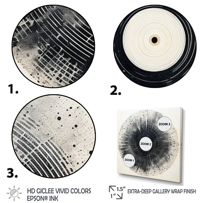Vinyle disque vinyle Serenade III, H 16 po x l 16 po x P 1 po, Cadre flottant noir