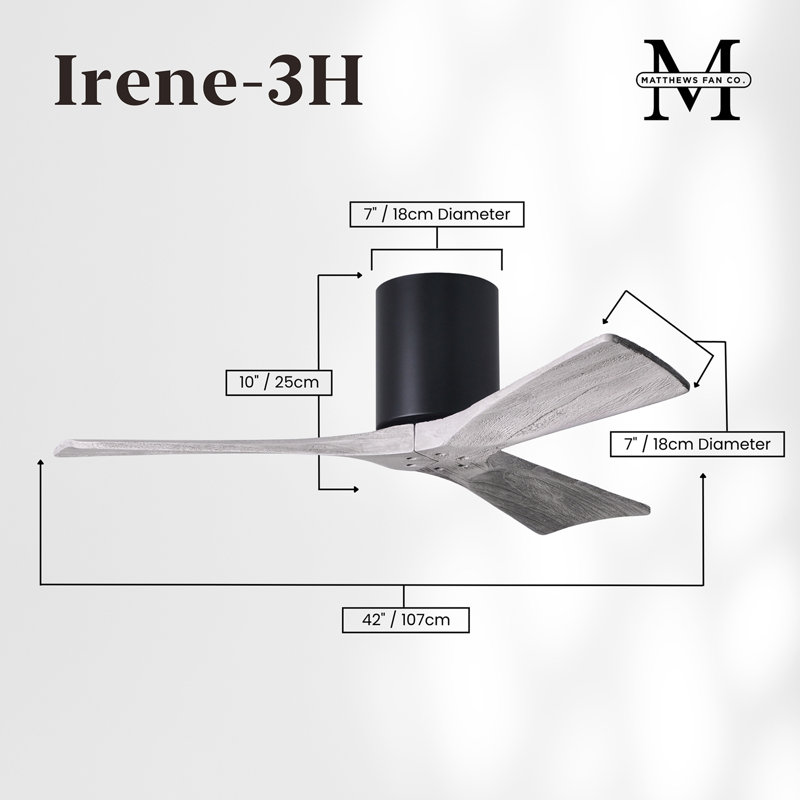 Ventilateur de plafond à 3 pales Olivier, Noir mat, Ton bois de grange, 42"