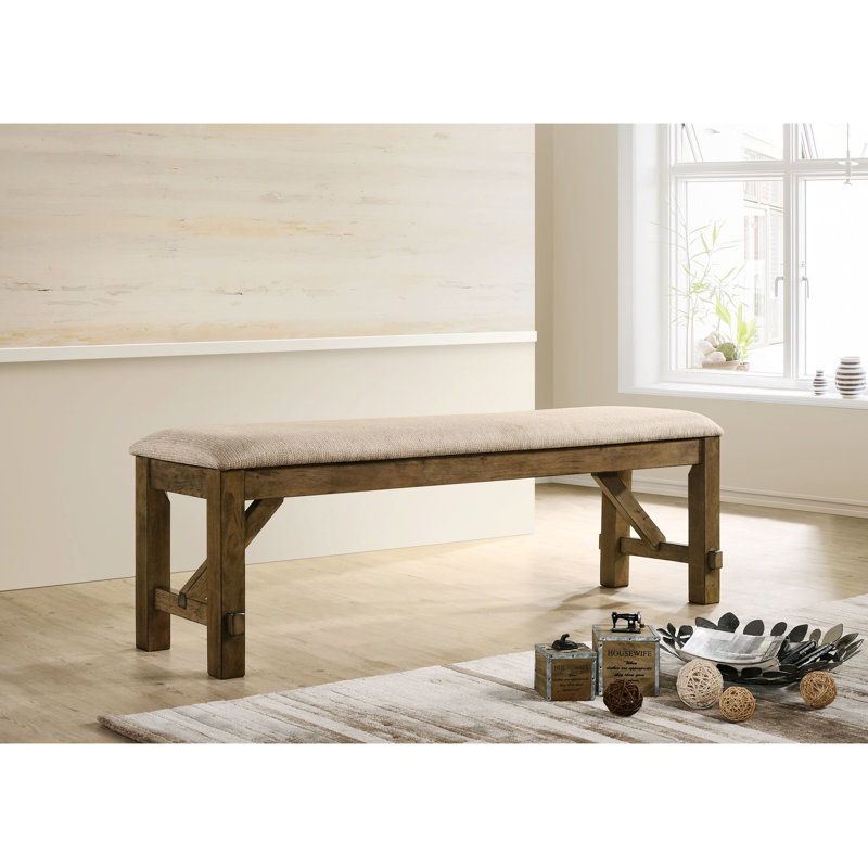 Banc rembourré en polyester Veliz, Brun / Beige
