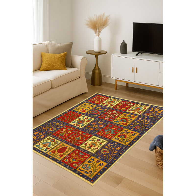Tapis beige tissé traditionnel Mosso, 6'7" x 9'10"