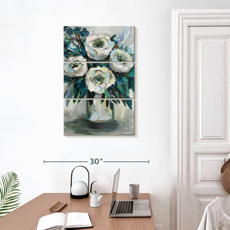 White Roses Bouquet Vase, H 32" x l 20"