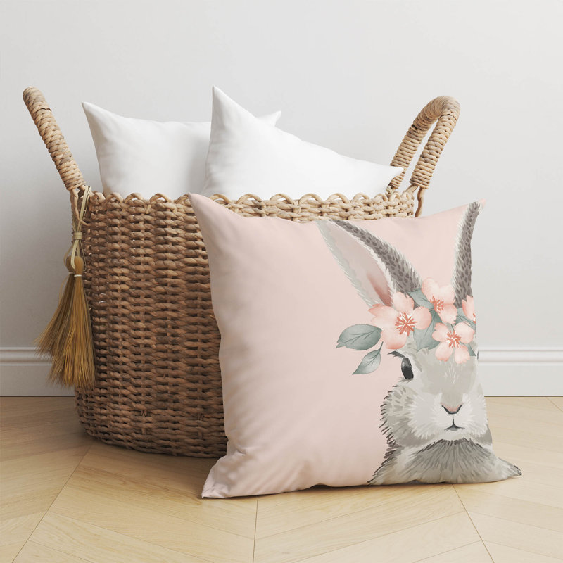 Bunny Pink Pillow, 16" H x 16" W