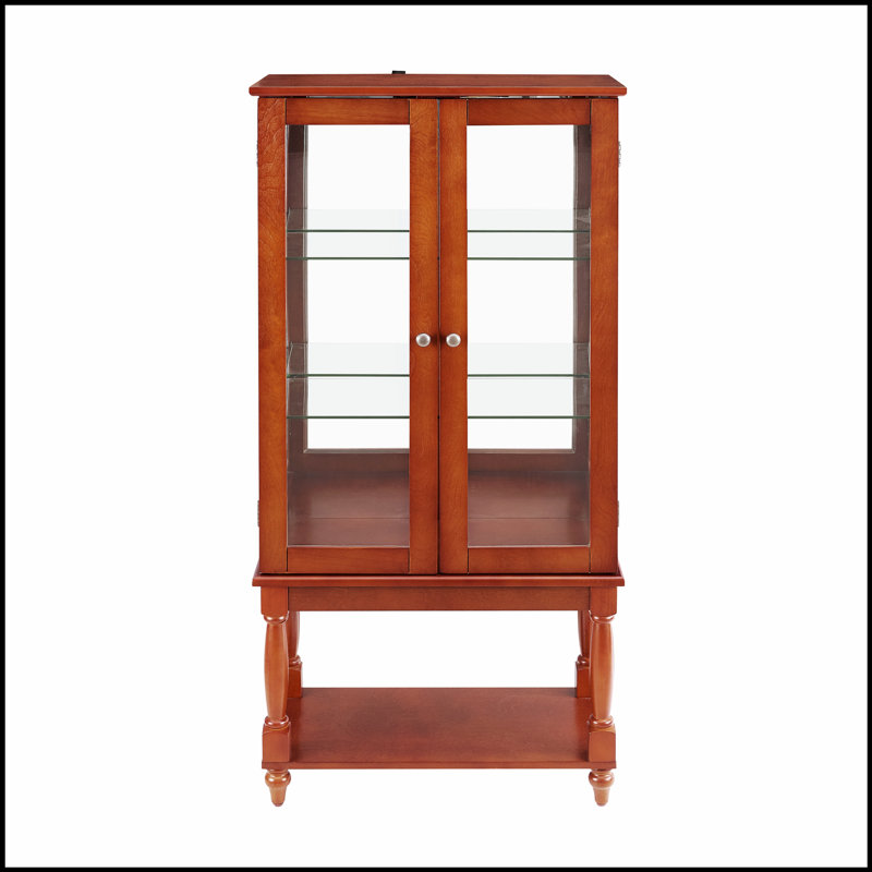 Vitrine lumineuse Curio Cabinet avec espace de rangement ouvert, pieds en bois massif pour une durabilité accrue et un attrait esthétique