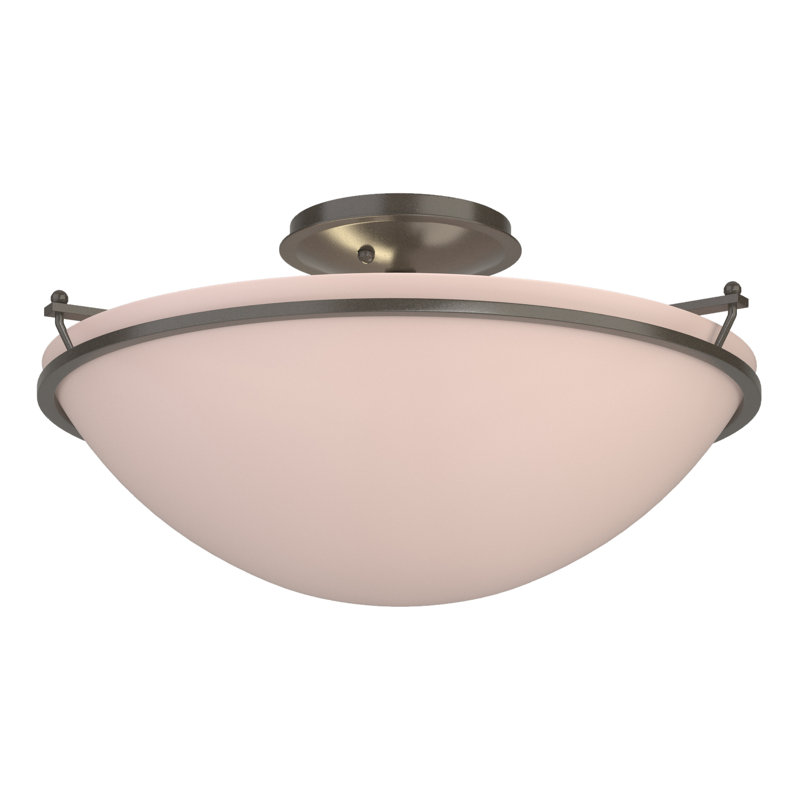 Plafonnier semi-encastré Simple Lines, Fumée foncée, Sable, H 7,1 po x l 14,5 po x P 14,5 po