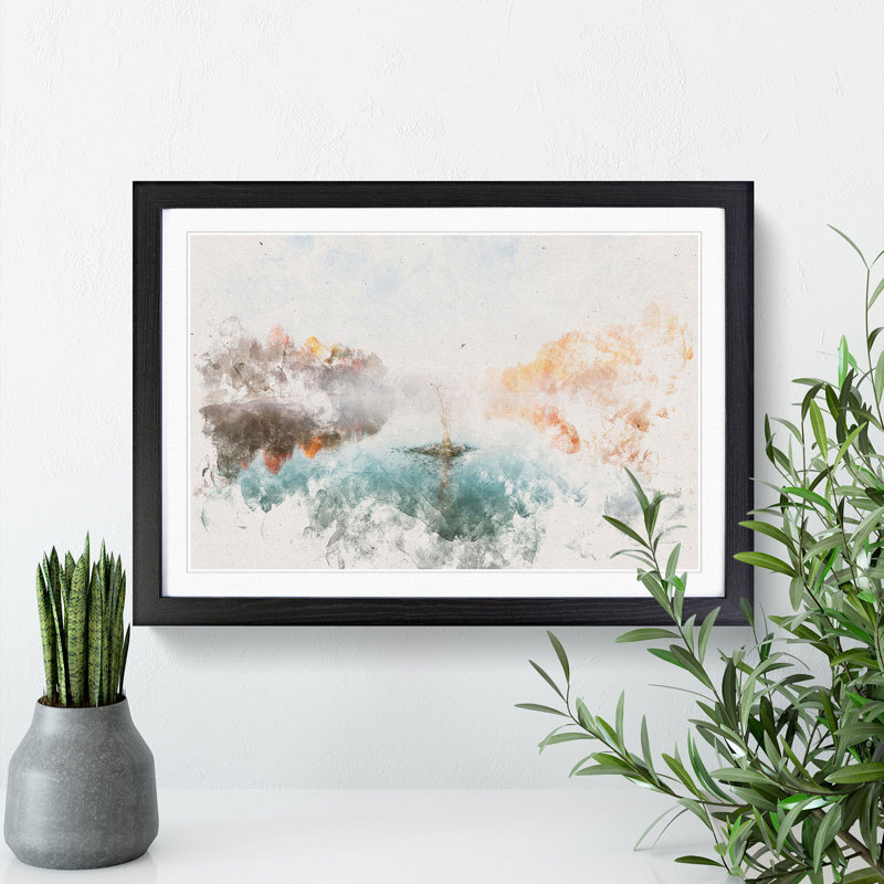 Lake Splash - Picture Frame Painting Print, 62cm H x 87cm W x 2cm D, Black Framed